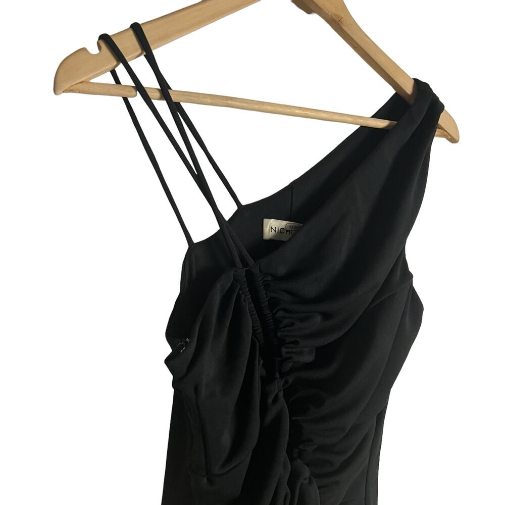 Nicholas Prisha Black One Shoulder Cut Out Slit Maxi Gown Size 8 - Picture 9 of 13